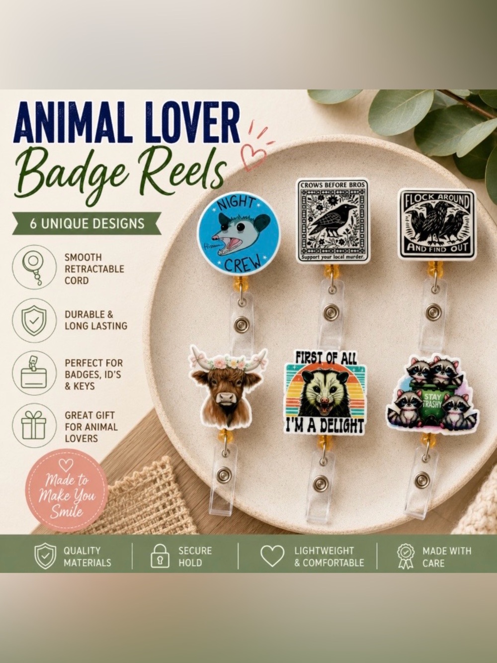 Set of 6 badge reels